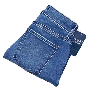 Abercrombie & Fitch NWT The Super Skinny Mid Rise Dark Wash Jeans Size 25 Short - Picture 1 of 9