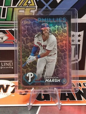 2024 TOPPS SERIES 1 BRANDON MARSH EASTER EGG REFRACTOR PHILADELPHIA PHILLIES  - Image 1 of 2