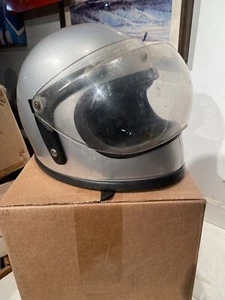 Vintage Grant  Motorcycle Helmet silver Full Face Bubble Visor L/XL SPACE VIBES - Picture 1 of 5