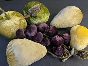 Vintage Silky Chenille Fabric Cloth Faux Artificial Decorative Fruits, 6 pcs - Picture 1 of 6