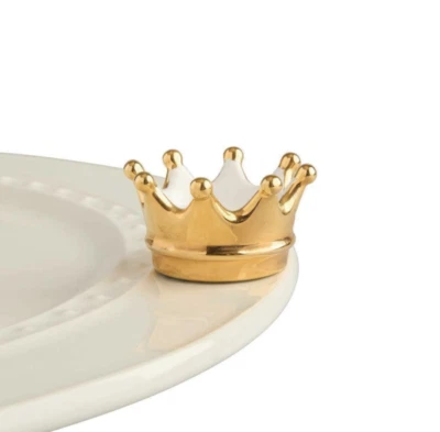 Nora Fleming Enchanted Crown Mini A272 Platter Charm Hand-Painted Ceramic NEW - Image 1 of 3