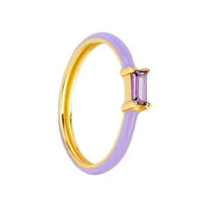 ZARD Purple Enamel Ring with Cubic Zirconia Accent - Picture 1 of 3
