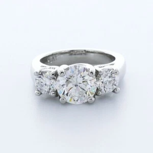 3.0 CT NATURAL DIAMOND F/SI3 ROUND CUT PLATINUM 4-PRONG CLASSIC ANNIVERSARY RING - Picture 1 of 5
