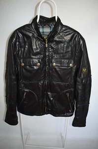Belstaff Leather Jacket GOLD Label Black Racer Biker Motorcycle Italy Mens Sz XL - Picture 1 of 17