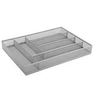 ORG Powder-Coated Large Mesh Cutlery Drawer Tray Set of 2 - Silver - Picture 1 of 3