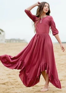 New Girls Mia Joy Easter Maxi Berry Lace Twirls Boho Chic Country Hi Low Dress 6 - Picture 1 of 6
