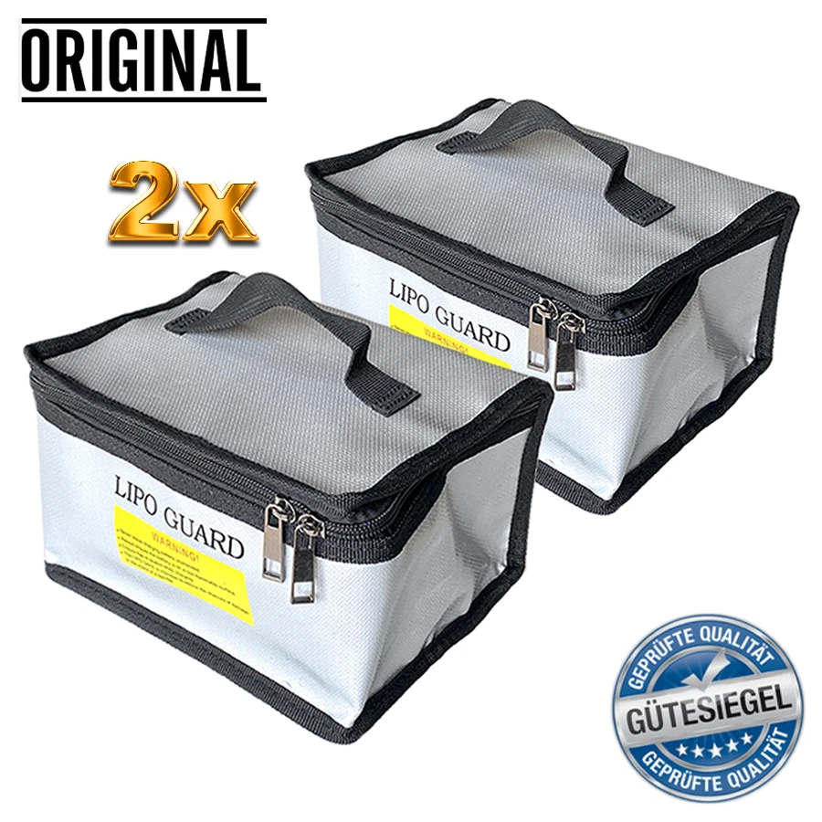 ✅ 2 Stück Feuerfeste Lipo Akku Tasche Safe Bag Akkutasche Lipotasche Ladetasche  - Bild 1 von 4