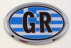 Greece GR Greek Flag Car Chrome Emblem Bumper Sticker flag decal oval - Picture 1 of 2