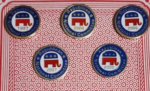 Lot of 5 Republican National Committee Lapel Pins 1997 2004 2006 2007 2008 - Picture 1 of 5