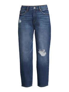 Time & Tru Women's Barrel Jeans Button Closure Zip Fly Cropped Barrel Leg  16 - Picture 1 of 5