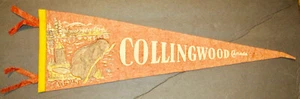 Vintage 1940 COLLINGWOOD CANADA 23" GAGLIARDETTO Georgian Bay Ontario souvenir da viaggio - Foto 1 di 8