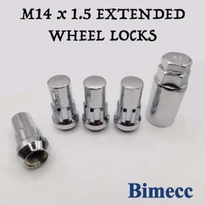 Tuercas de rueda de bloqueo M14x1,5 Bimecc 41 mm (cromo) para Ford Transit Custom 2013-22 - Imagen 1 de 9