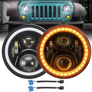 Nuevo faro LED redondo DOT 7" pulgadas/con halo DRL para Jeep Wrangler JK LJ CJ TJ - Imagen 1 de 12