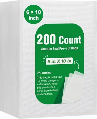 200 bolsas de 6"x10" sello mágico de alimentos 4 mil para bolsas selladoras de almacenamiento de alimentos al vacío Foto 1 de 4