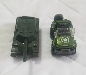 Jeep Matchbox Cliff Hanger Playsets Army Battle Tank 8036 Green Rotating Turret  - Picture 1 of 7