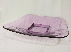 Mid Century 60er Amethyst lila Kunst Glas Schale quadratisch Servierständer 12 Zoll - Bild 1 von 10