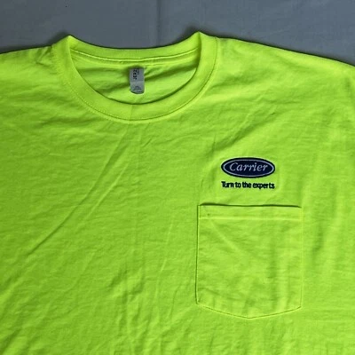 Carrier Work Shirt 2XL Fluorescent Yellow Embroidered HVAC Air Condition 2836 - Image 1 of 4