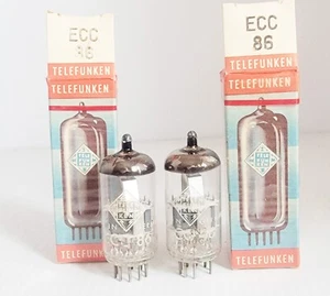 Matched Pair NOS Telefunken ECC86 (6GM8) Pre-Amplifier Tubes West Germany - Picture 1 of 3
