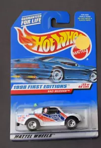 1998 Hot Wheels #662 First Editions 33/40 BAD MUDDER White w/SB Spoke China Base - Picture 1 of 2