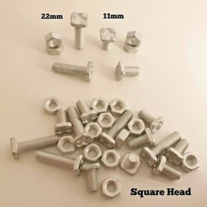 Greenhouse Bolts & Nuts 11mm or 22mm SQUARE Head Aluminium Bolts For Greenhouse 