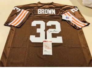 JIM BROWN signed Authentic Cleveland Browns Throwback Jersey ~ JSA Witnessed COA - Picture 1 of 14