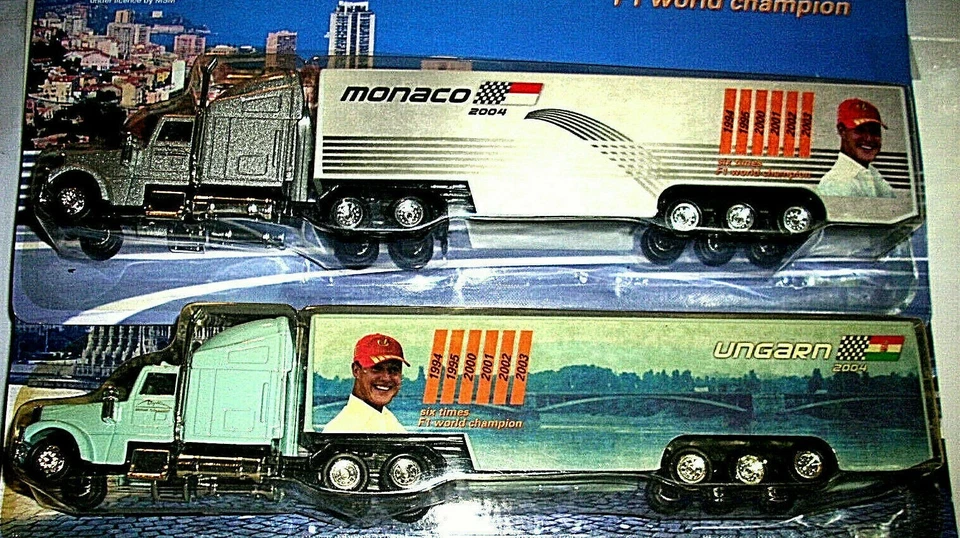 55-P 2 LKW Camion MICHAEL SCHUMACHER Formula 1 F1 Monaco + Ungheria 2004 GPm - Immagine 1 di 1