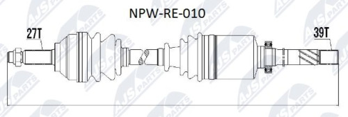 NPW-RE-010 NTY Drive Shaft for OPEL,RENAULT,VAUXHALL