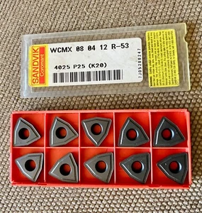 NEW Sandvik Carbide Inserts WCMX08 04 12 R-53 4025 P25 (K20) QTY: 10 - Picture 1 of 1