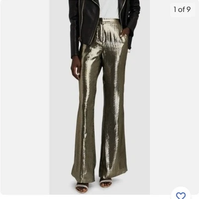 Pantalones Derek Lam 10 Crosby Mujer Pierna Ancha Cojo Dorado Seda Metálico Talla 0 Foto 1 de 4