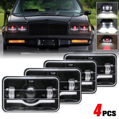 4PCS 4x6" inch LED Headlights Hi-Lo Beam Fit Chevrolet Monte Carlo SS 1980-1988 - Image 1 of 4