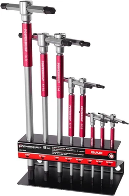8 Pc SAE T-Handle Hex Allen Key Wrench Set W/ Speed Sleeves for Fast Spinning A - Image 1 of 4