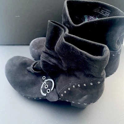 Dansko Block Heel Clog Booties Black Suede Platform Comfort Moto Boots Sz 36 - Image 1 of 4