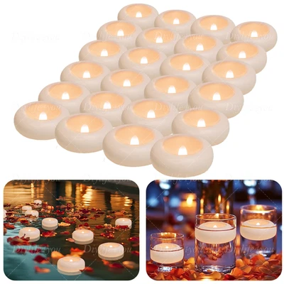 6/24PCS Flickering Waterproof LED Floating Candles Tealight Water-Activated Pool - Image 1 of 4