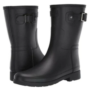 Hunter Refined Short Rain Boot Size 9 Black Round Toe Waterproof Breatheable - Picture 1 of 10