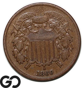 1869 Two Cent Piece - Picture 1 of 3