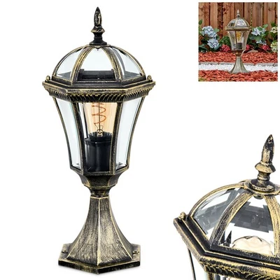 HOFSTEIN Arcola Sockellampe Wegeleuchte aus Metall/Glas Schwarz/Goldfarben/Klar - Bild 1 von 4