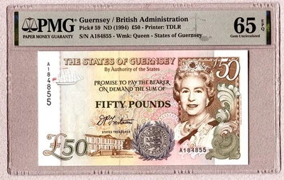 GIBRALTAR 50 Pounds 1994 P59 PMG65 GEM EPQ - Image 1 of 2