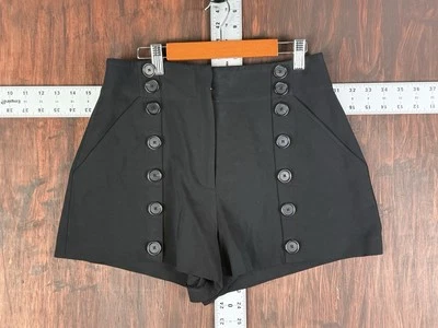 ALC Sailor High Rise Shorts Pleat Preppy Classic Pockets Black Women's 4 NEW - Image 1 of 4