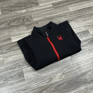 SPYDER Full Zip Up Mock Neck Long Sleeve Black Knit Jacket Boy's Size 7 / 8 - Picture 1 of 9