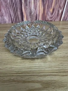 Posacenere portasigarette vintage pesante 7" grande piombo taglio cristallo trasparente - Foto 1 di 3