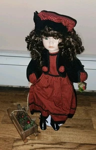 Heritage Signature Porcelain Doll - Annie Winter Doll W/ Sleigh - EX - Free Ship - Picture 1 of 8