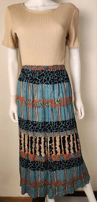 Vintage 80s Nina Piccalino Dress With Batik Boho print 8 - Image 1 of 4