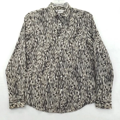 Рубашка мужская маленькая черная коричневая с анималистическим принтом на пуговицах с длинным рукавом стандартная - Изображение 1 из 4