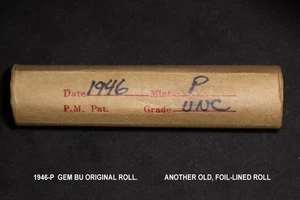 1946-P Lincoln Cent Original Bank Roll BU+ Coins.    GEM BU ROLL - Picture 1 of 10
