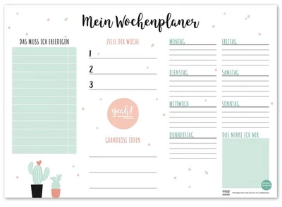 Schreibtischunterlage Kaktus Design wählbar Tischunterlage aus Papier zum Abr... - Bild 1 von 3