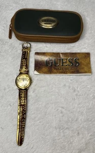 Vintage Guess Watch Gold Tone With Original Case And Manual Untested Needs Batt - Picture 1 of 22