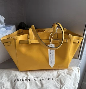 Anya Hindmarch ‘Return To Nature’ spring mustard Natural Leather Tote / NEW! - Picture 1 of 12