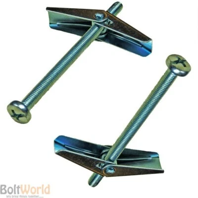 PLASTERBOARD SPRING TOGGLE FIXINGS WITH SCREWS, HOLLOW CAVITY WALL ANCHORS UK - Image 1 of 2