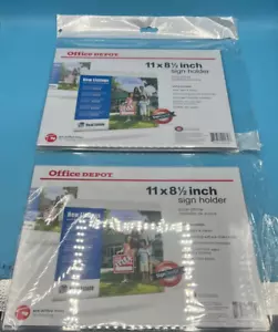 Office Depot Wall-Mount Sign Holder 11 x 8 1/2 Hanging Paper Display LOT OF 2 - Picture 1 of 3