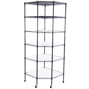 6ft Heavy Duty 6-Tiers Corner Shelving Rack Unit Garage Storage Stand Shelf Cart - Picture 1 of 18